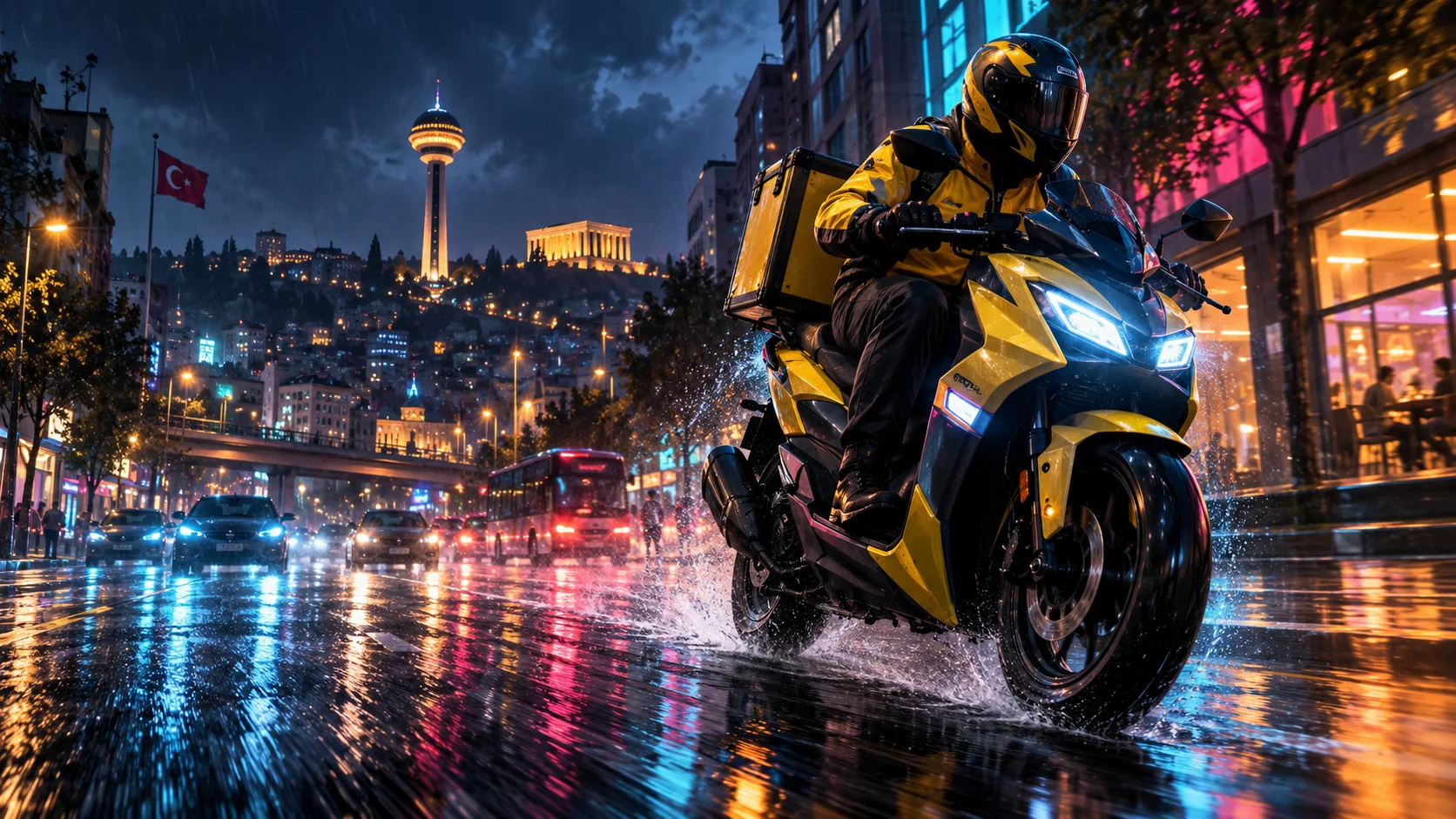 Gece şehrinde motosikletli kurye: Last Mile tanıtım görseli